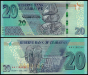 ZIMBABWE 20 dollars 2020 UNC