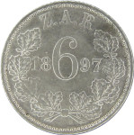 LaZooRo: Južna Afrika 6 Pence 1897 XF/UNC - Srebro