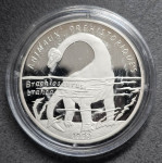 KONGO - srebrnik 1.000 frankov 1993 proof - BRACHIOSAURUS BRANCAI