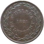 LaZaRo: Britanska SVETA HELENA EIC 1/2 Penny 1821 VF / XF