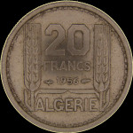 LaZooRo: Alžirija 20 Francs 1956 UNC