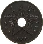 LaZooRo: Belgijski Kongo 1 Centime 1888 XF/UNC redek a