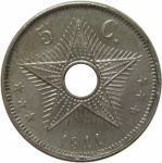 LaZooRo: Belgijski Kongo 5 Centimes 1911 UNC
