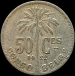 LaZooRo: Belgijski Kongo 50 Centimes 1922 VF