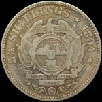 LaZooRo: Južna Afrika 2 1/2 Shillings 1894 VF / XF redkejši - Srebro