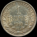 LaZooRo: Nemška vzhodna Afrika 1 Rupie 1910 J UNC - srebro