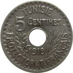 LaZooRo: Tunizija 5 Centimes 1919 UNC