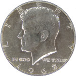 LaZooRo: Združenih države 1/2 Dollar 1968 D - srebro