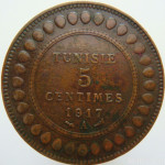 LaZooRo: Tunizija 5 Centimes 1917 VF