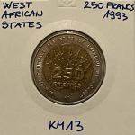 Zahodne Afriške države 250 Francs 1993