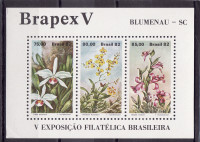 BRAZILIJA, FLORA, ROŽE, ORHIDEJE  BLOK MI.49  1982