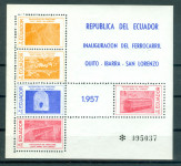 Ekvador 1957 železnica serija v bloku MNH**