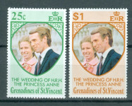 Grenadini St. Vincent 1973 poroka Anna in Mark Filip serija MNH**
