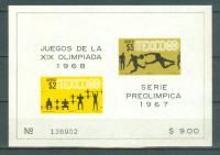 Mehika 1967 šport olimpijske igre blok10 MNH** 7% Michela