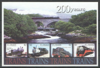 St. Vincent 2004 železnica 200 let parnih lokomotiv blok MNH**
