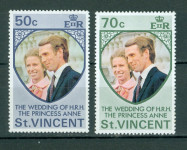 St. Vincent Karibi 1973 poroka Anna in Mark Filip serija MNH**