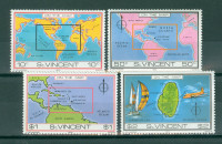 St. Vincent Karibi 1980 zemljevid otoka serija MNH**