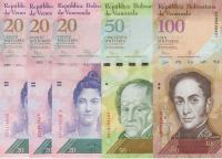BANK.še 20-2009,2013,50-2015,100-2015 BOLIVARES (VENEZUELA)UNC