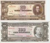 BANK. 20,100 BOLIVANOS P140A,147 (BOLIVIJA) 1945.UNC