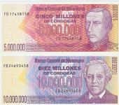 BANK.5000000,10000000 CORDOBAS 1990,1992 (NIKARAGVA)UNC