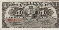 BANKOVEC 1 PESO P47 (KUBA) 1896.aUNC/UNC