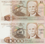 BANKOVEC 10-1987,10000/10-1986 CRUZEIROS P209b,P206 (BRAZILIJA) UNC