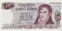 BANKOVEC 10 PESOS P295a.4r-ZAMENJAV (ARGENTINA) 1976.UNC