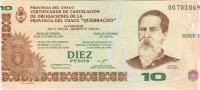 BANKOVEC 10 PESOS PROVINC.DELSHACO"QUEBRACHO" (ARGENTINA) 2001.UNC