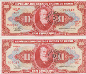 BANKOVEC 100-1966,1967 CRUZEIROS 10 CENTAVO P185a,P185b(BRAZILIJA) UNC