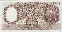BANKOVEC 1000 PESOS P274b-"ser B" (ARGENTINA) 1960.aUNC