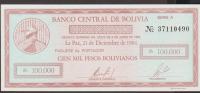 BANKOVEC 100000 BOLIVANOS P188 (BOLIVIJA) 1984.UNC
