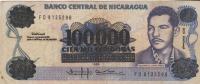 BANKOVEC 100000 CORDOBAS P159a (NIKARAGVA) 1989,VF/XF