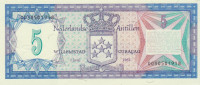 BANKOVEC 5 GULDEN P-15b ( NIZOZEMSKA NIZOZEMSKI ANTILI) 1984.UN