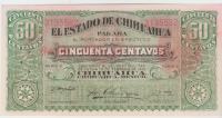 BANKOVEC 50 CENTAVOS "CHIHUAHU" denar revolucionarjev (MEHIKA)1914.UNC