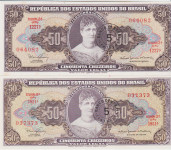 BANKOVEC 50 CRUZEIROS 5 CENTAVO P184a,P184b(BRAZILIJA) 1966,UNC