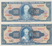 BANKOVEC 500-1967,1000-1966 CRUZEIROS 5,10 CENTAVO (BRAZILIJA) UNC