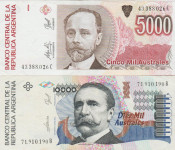 BANKOVEC 5000-1990,10000-1989 AUSTRALES P334a (ARGENTINA) XF++