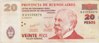 BANKOVEC-OBVEZN. 20 PESOS S-2314 prov.BUENOS AIRES (ARGENTINA)2001.VF