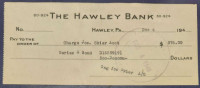 Ček The Hawley Bank 1945, Združene Države Amerike