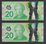 KANADA, 20 dolarjev 2012, kraljica, polimer bankovec