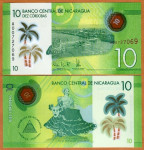 NIKARAGVA 10 cordobas 2014 UNC polimer bankovec