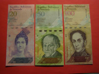 VENEZUELA 2012/15 - 20, 50 IN 100 BOLIVARJEV - PRODAM