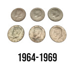 (15370) Srebrniki "Kennedy half dollar"; masa=69.42g (1964-1969)