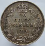 LaZooRo: Kanada 10 Cents 1910 XF/UNC - Srebro