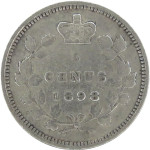 LaZooRo: Kanada 5 Cents 1898 VF 'key date' - Srebro