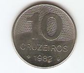 KOVANEC  10 CRUZEIROS  1980,81,82,83  Brazilija