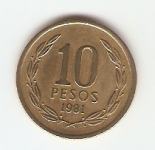 KOVANEC  10 pesos 1981,82  Čile