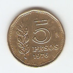 KOVANEC  5 pesos 1976  Argentina