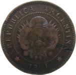 LaZooRo: Argentina 1 Centavo 1891 VF inkuz, počena matrica, laminacija