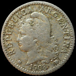 LaZooRo: Argentina 5 Centavos 1908 VF